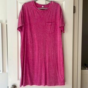 Pink Acid Wash T-Shirt Dress
